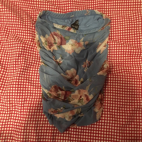 Side-ruched Light Blue Flower Print Miniskirt 💙 - Picture 4 of 4